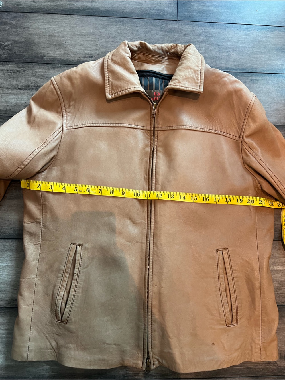 Danier Vintage Tan Italian Leather Blouson Jacket Large Made in Canada - Picture 9 of 10